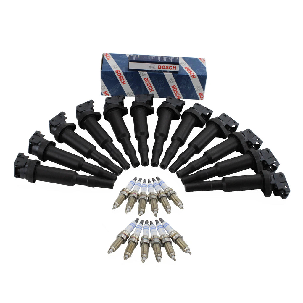 Set of 12 Ignition Coils & Spark Plugs for BMW 760Li (F02, 2004–2015)