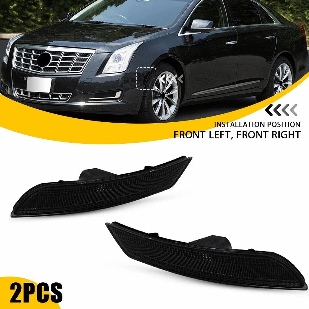 2X Smoke Lens Front Bumper Side Marker Lights for Cadillac XTS (2013–2017)