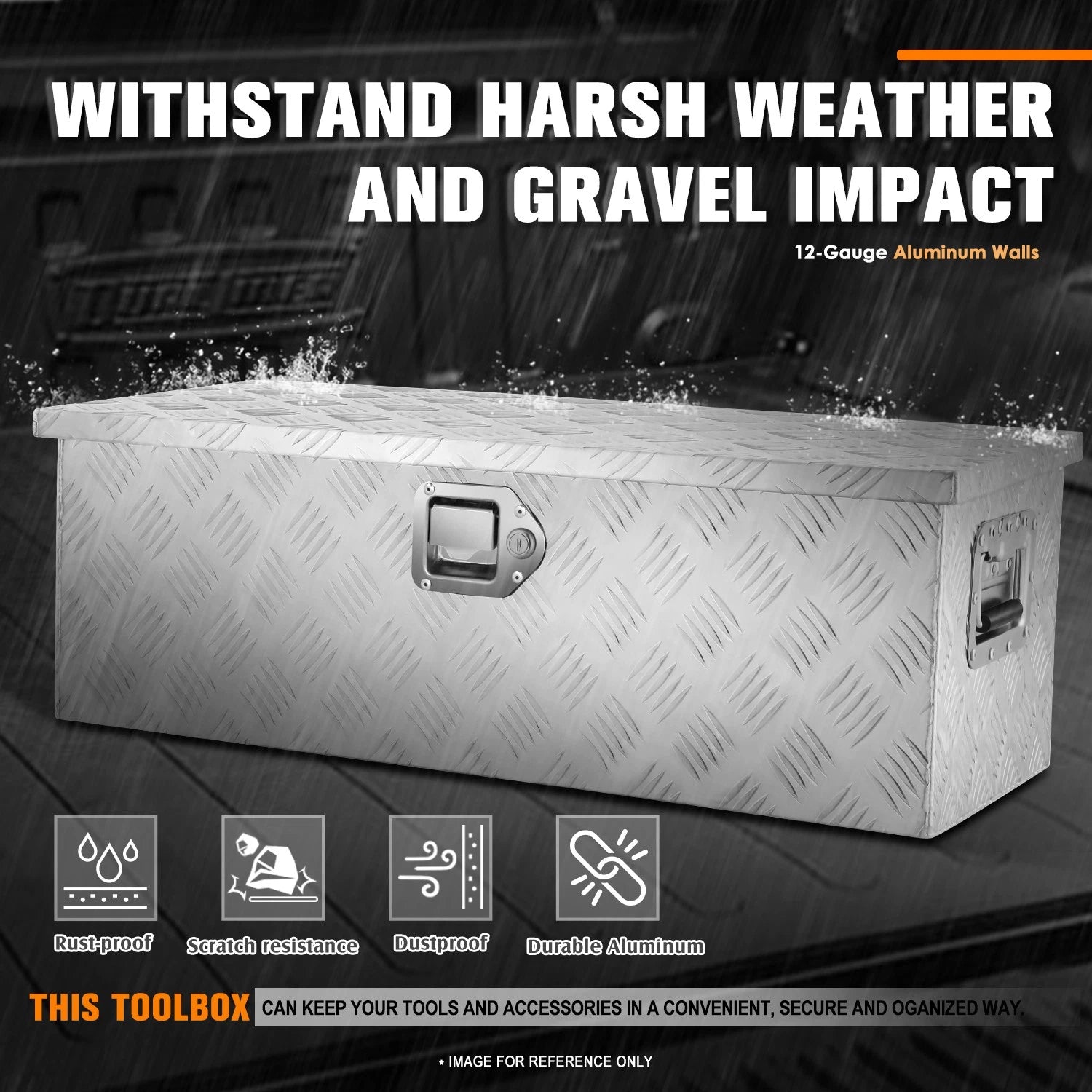 Diamond Tread Aluminum Recessed Side Handle Tool Box 30.3"x13"x10.2"