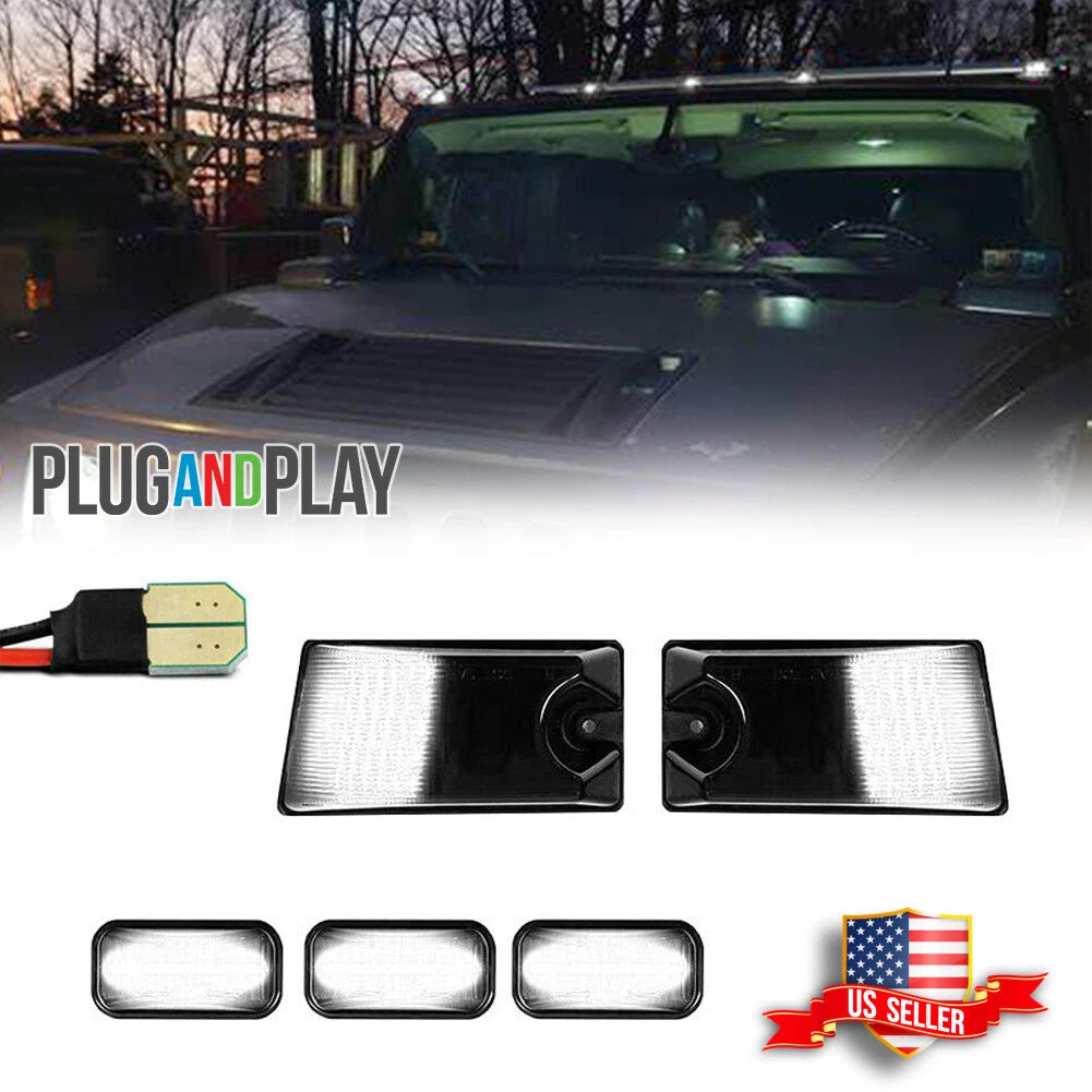 5X Smoke White LED Cab Roof Running Light for Hummer H2 (2003–2009)