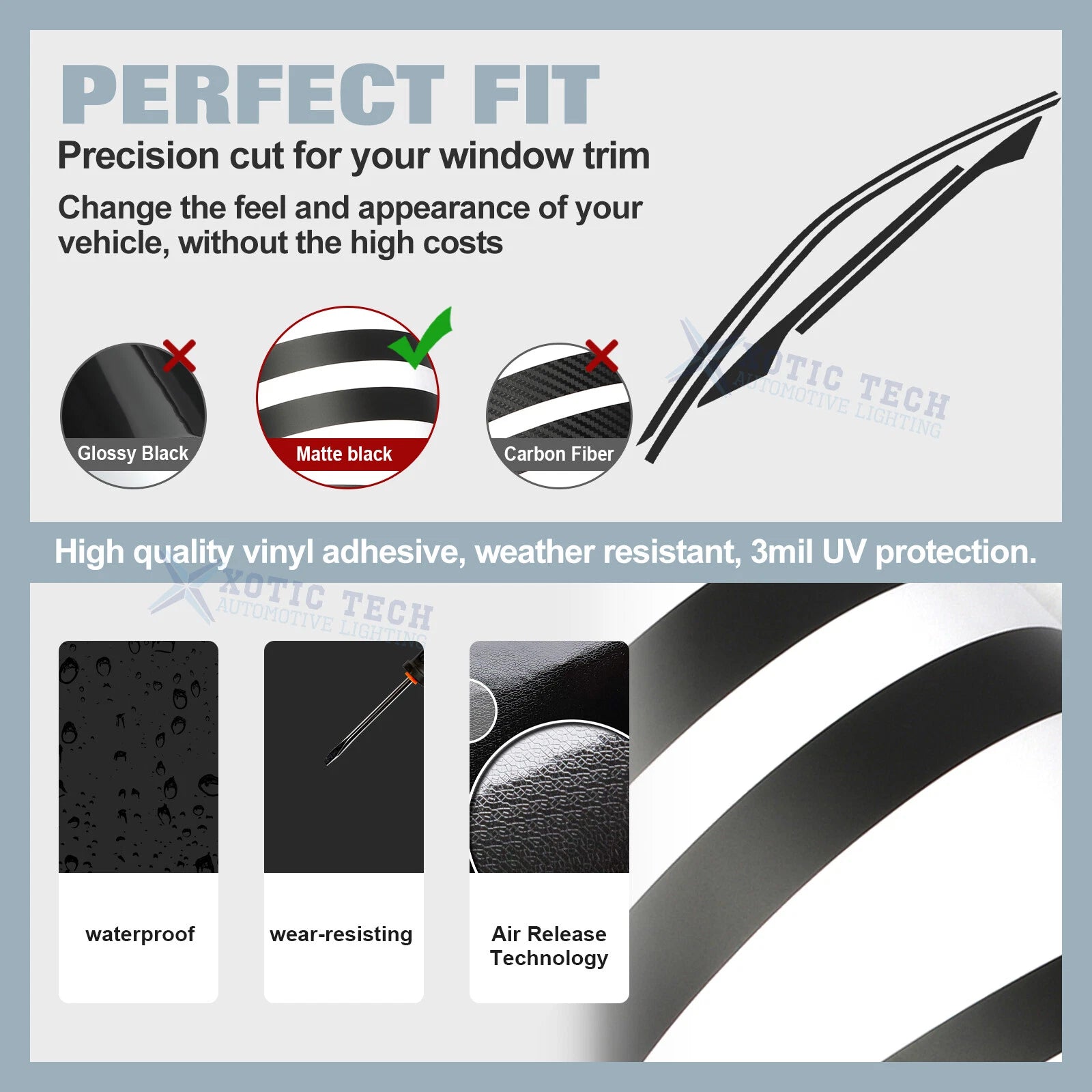 Matte Black KK Vinyl Side Window Stickers for Honda Civic Coupe (2016-2021)