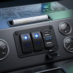 LED Blue 2+1 Triple Gang Switch Panel for Car Boat RV Truck