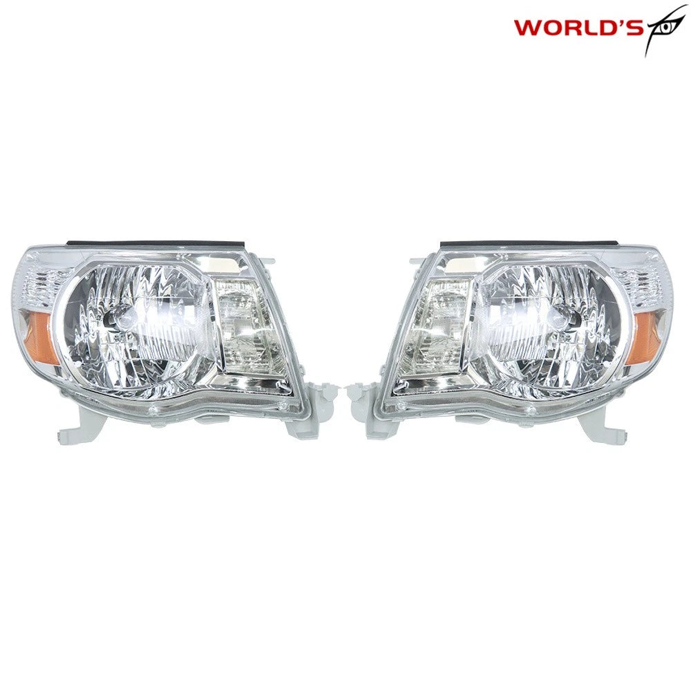 Set of 2 Chrome Housing Headlights for Toyota Tacoma (2005–2011)
