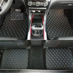 4Pcs Universal Waterproof PU Leather Car Floor Mats Black & Beige