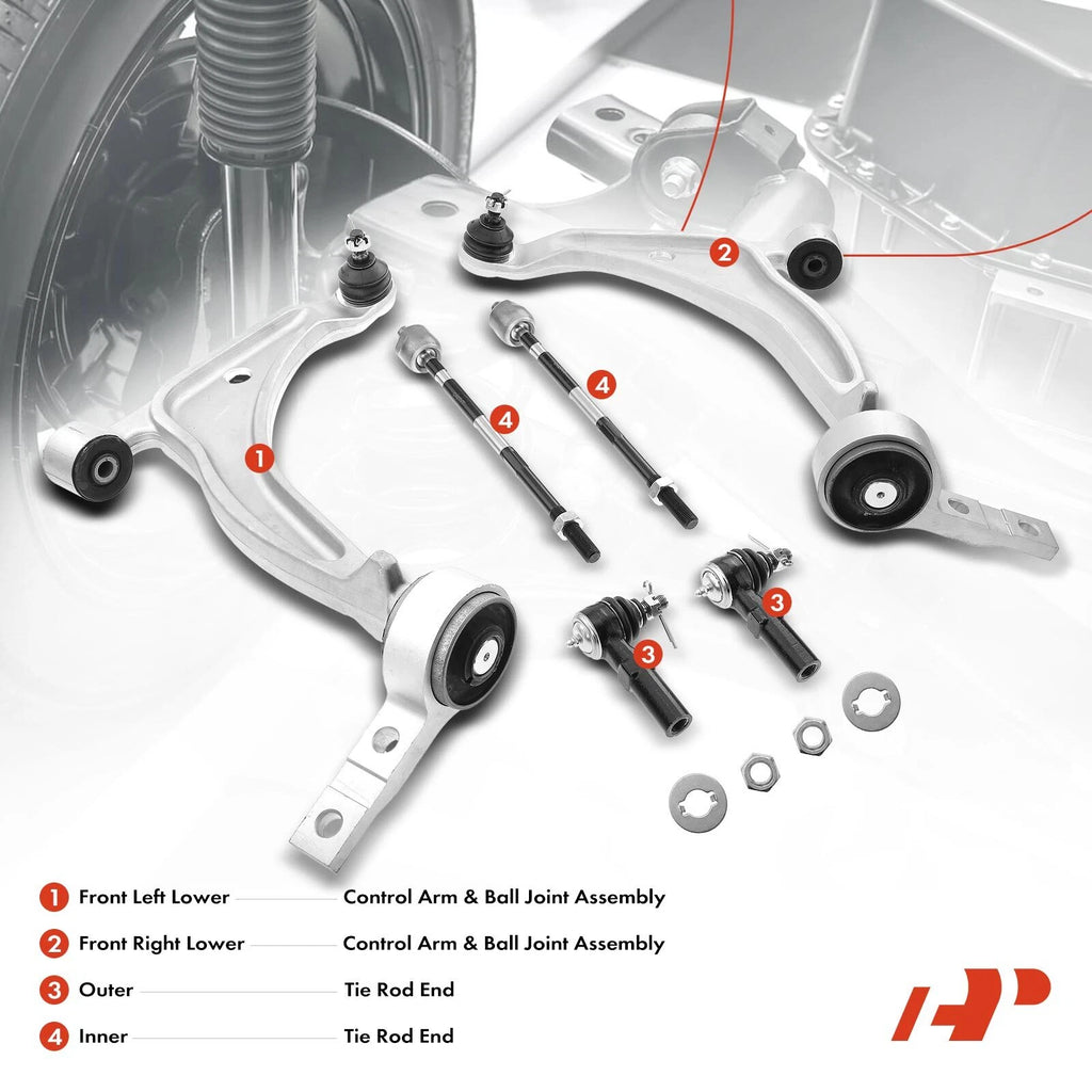 6X Front Control Arm Ball Joint Tie Rod End for Nissan Altima (2002–2004)