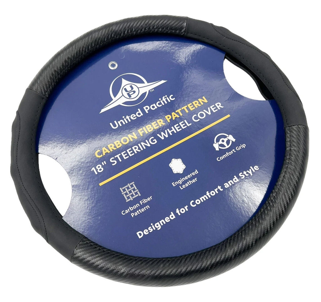 Steering Wheel Cover Style 18 Inch for Peterbilt Kenworth Black Carbon Fiber