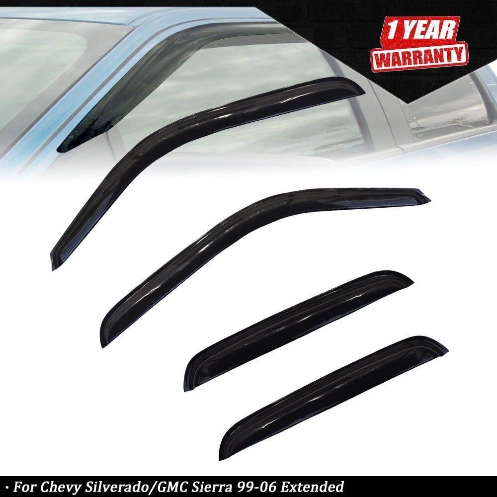 Window Visors for Chevy Silverado GMC Sierra (1999–2006) Black ABS