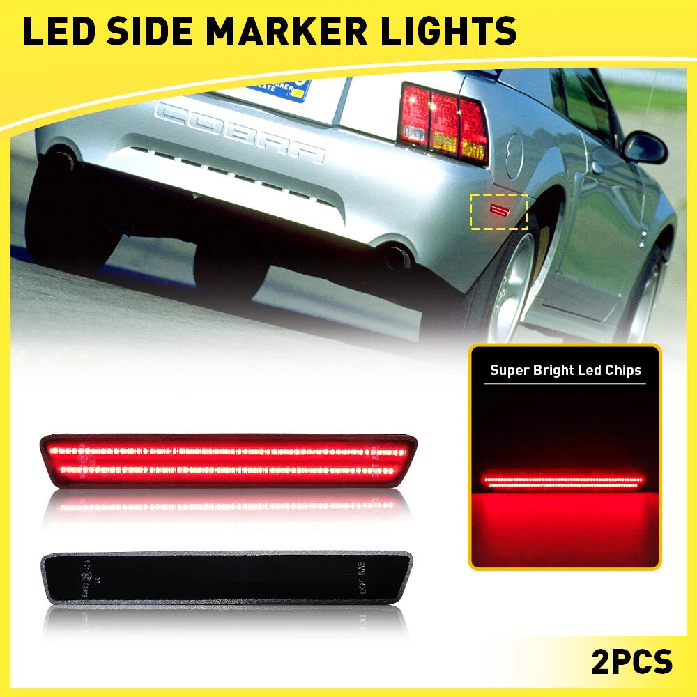 Set of 2 Rear LED Bumper Side Marker Lights for Ford Mustang (1999–2004)