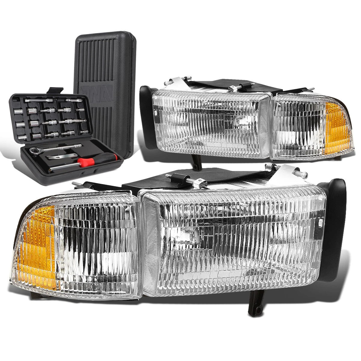 Headlight Corner Lamps for Dodge Ram 1500-3500 (1994–2002) Chrome Housing