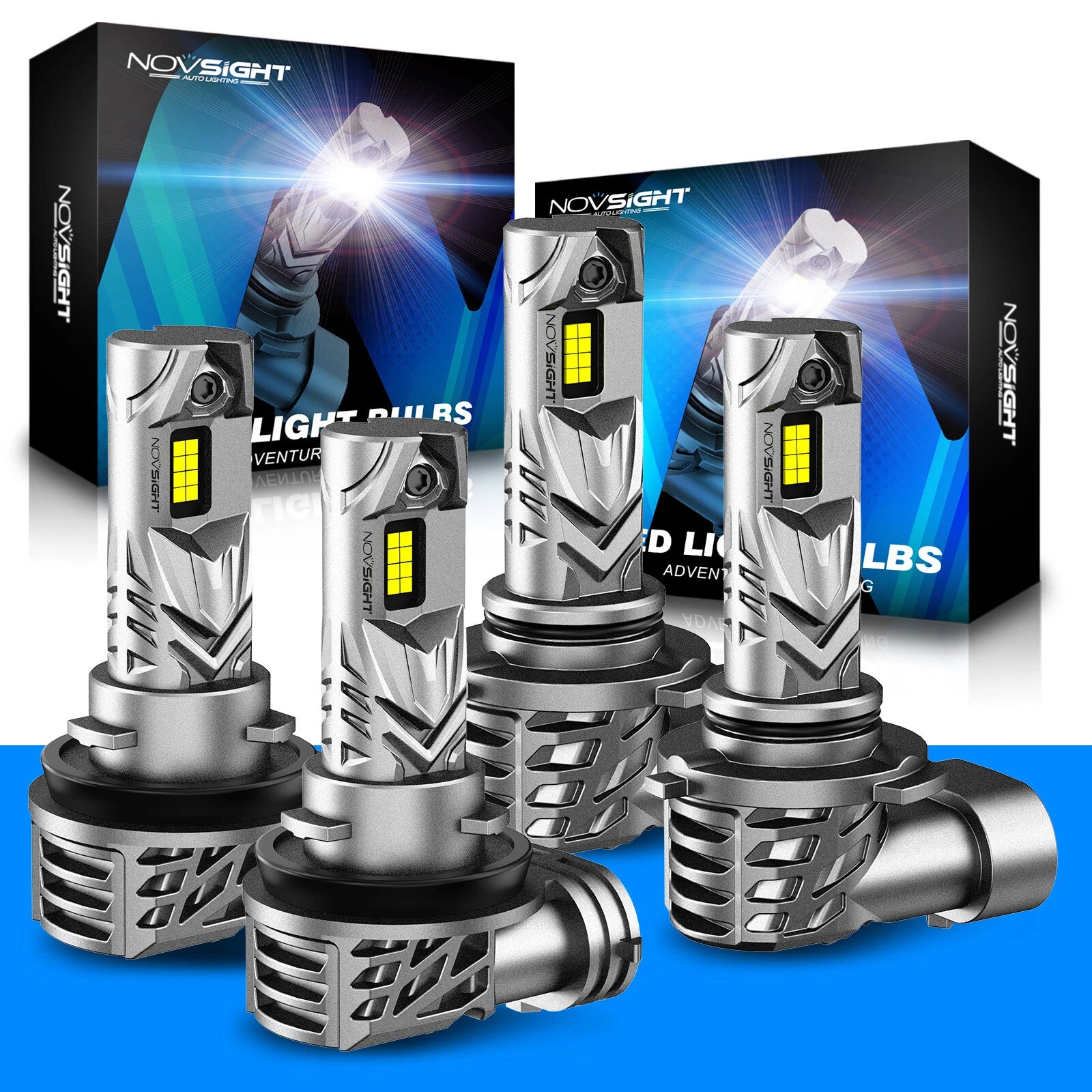 2X NOVSIGHT 9005 + H11 LED Headlight Bulbs Conversion Kit for High/Low Beam