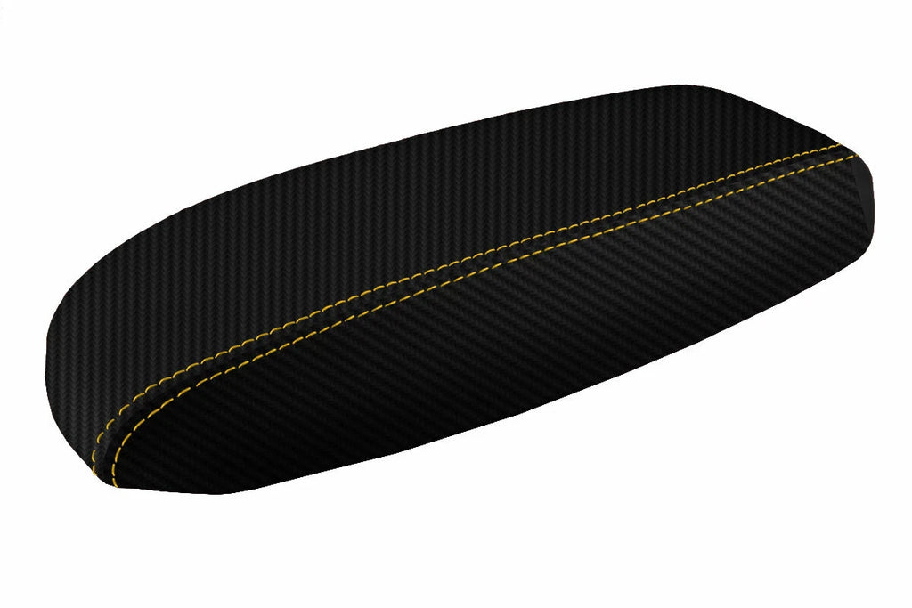 Console Lid Armrest Cover for Ford Mustang (1994–2004) Carbon Fiber Yellow Stitch