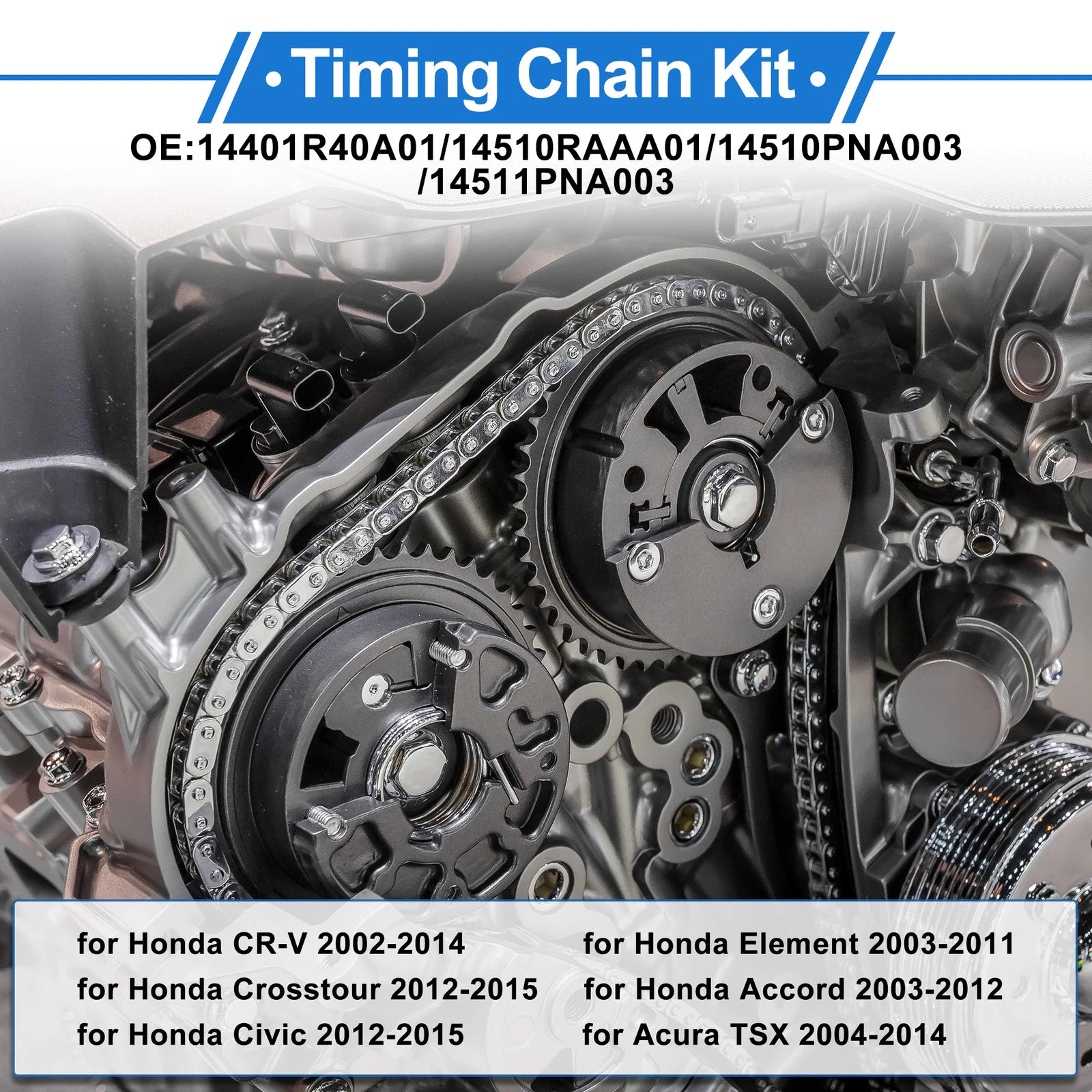 Set of 1 Timing Chain Kit for Honda Accord Civic CR-V TSX Element 2.4L