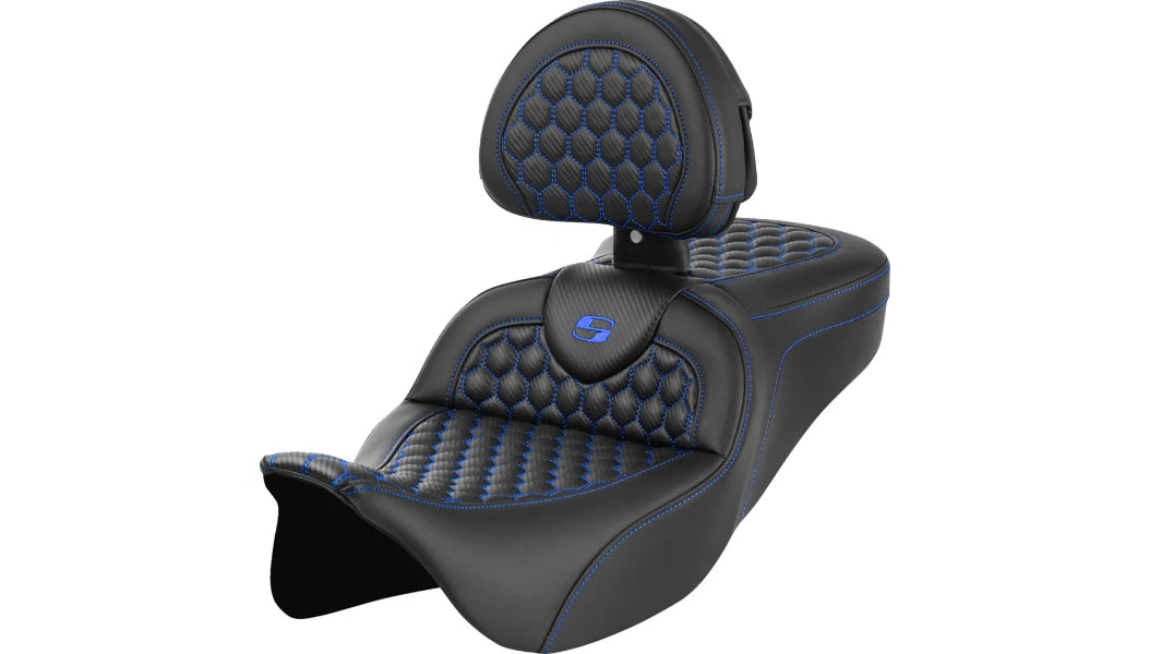 Saddlemen Roadsofa Seat Backrest for Harley Touring (2008–2023) Blue Honeycomb