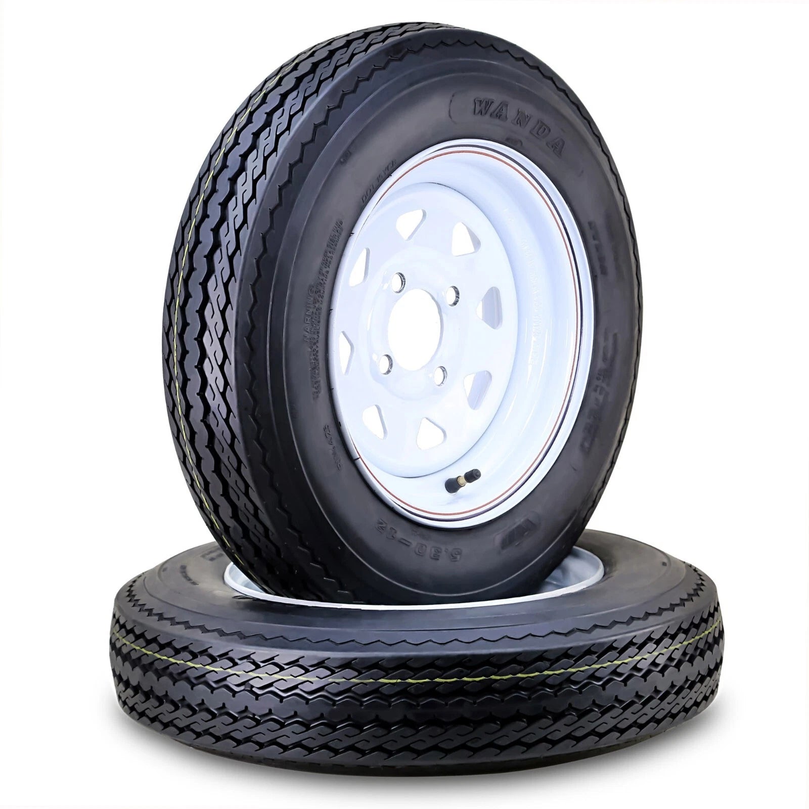 2 WANDA Trailer Tire Wheel Assembly 4.80-12 6-Ply C 79M 4 Lug for Trailer (N/A)