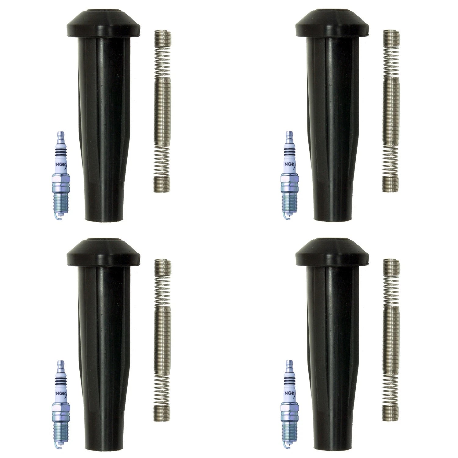 Set of 4 NGK Iridium IX Spark Plugs & Coil Boots for Mazda 3, Ford Focus (2004–2010)