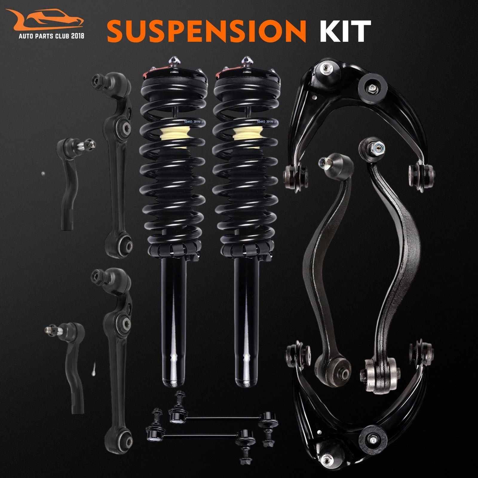 Front Struts Control Arms Sway Bar Tie Rods Kit for Ford Fusion (2010-2012)