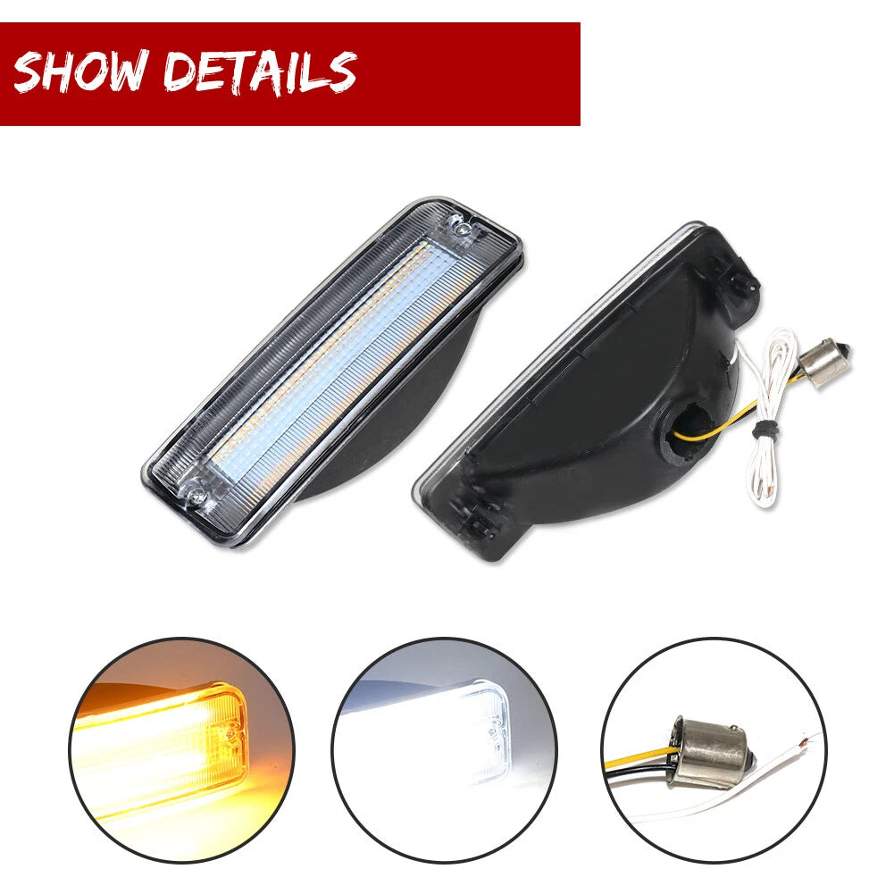 2X Clear Switchback LED Front Bumper Signal Lights for Toyota T100 (1993–1998)