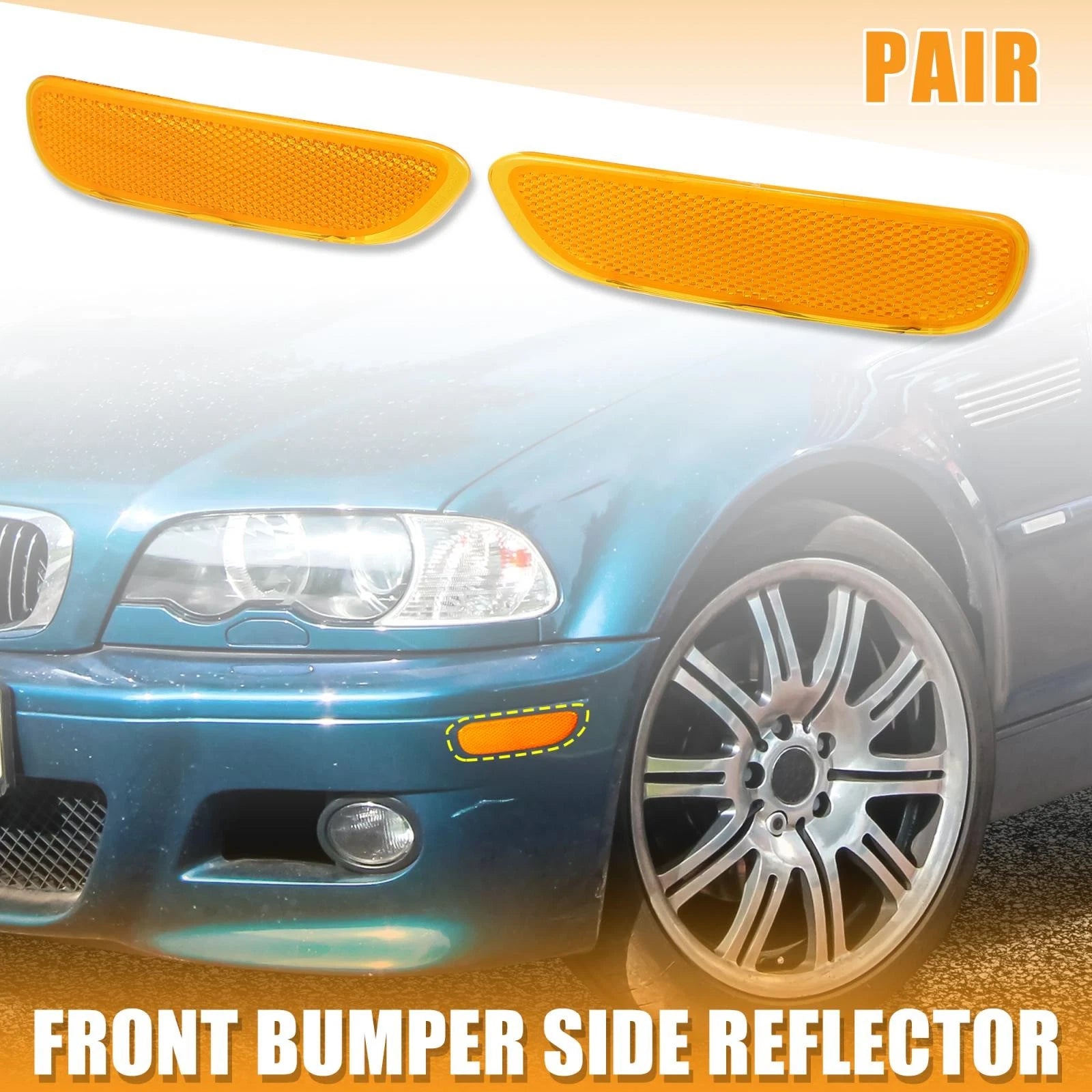 Pair Front Bumper Reflector Side Marker for BMW 325Ci 330Ci 328Ci (2001–2006)