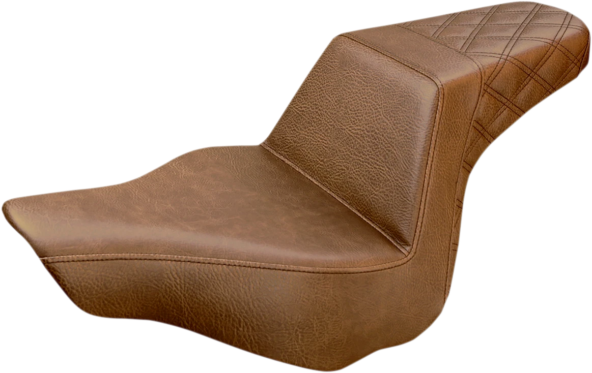 SADDLEMEN Step-Up Seat for FXSB (2013–2017) - Rear Lattice Stitch - Brown 813-27-173BR