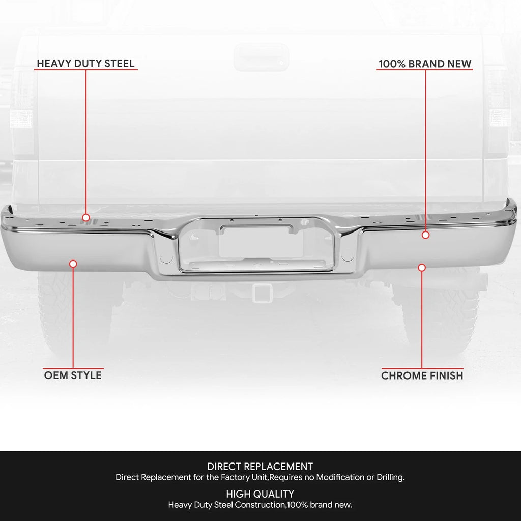 Chrome Rear Bumper Face Bar for Ford F-150 Lincoln Mark LT (2004–2008)