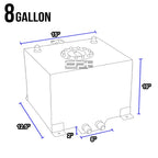 8 Gallon Lightweight Red Coat Aluminum Fuel Cell Tank for Race Drift (N/A)