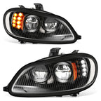 Full LED Black Housing Turn Signal Headlights for Freightliner M2 106 112 (2003–2018)