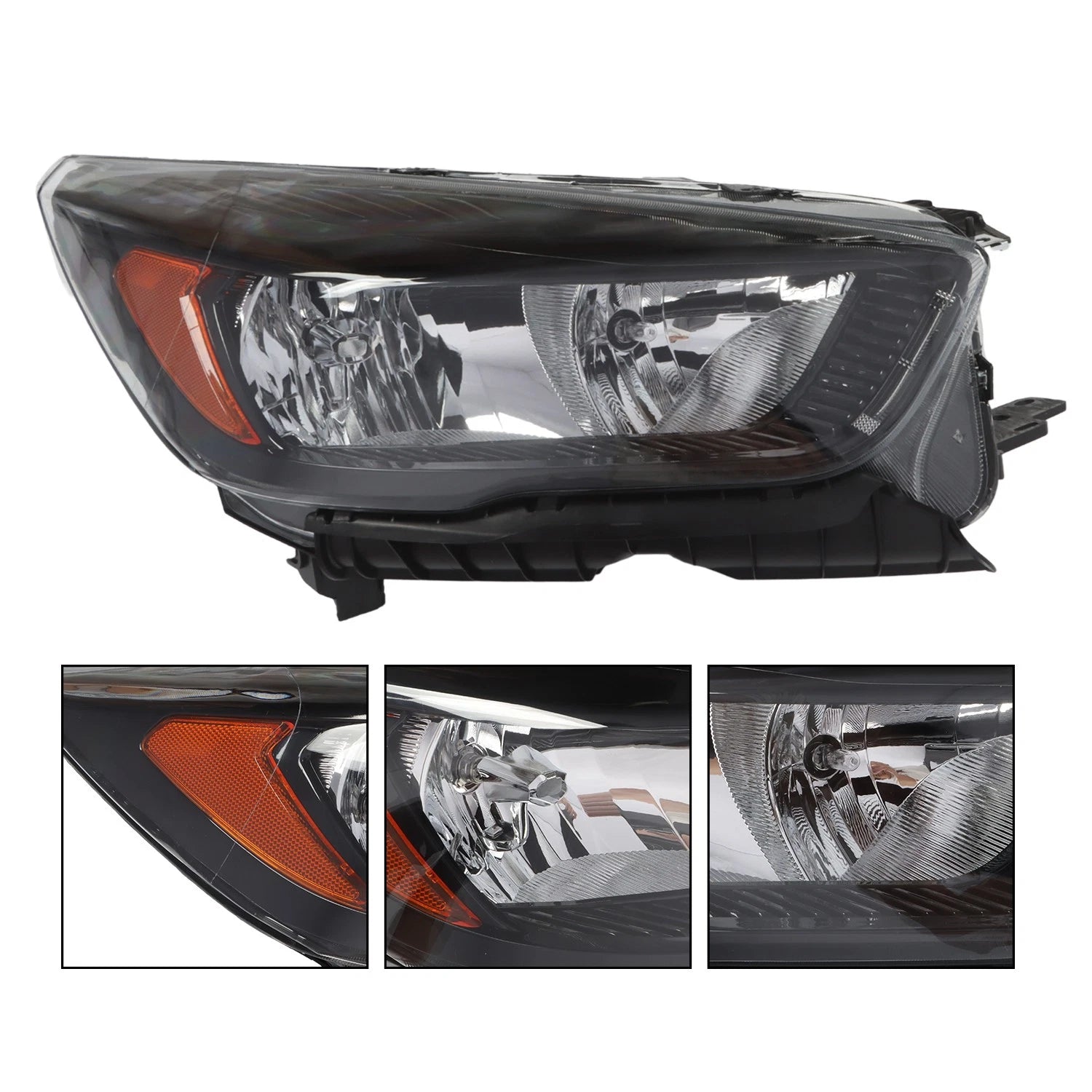 Black Headlights Lamps Pair for Ford Escape (2017–2019) Halogen