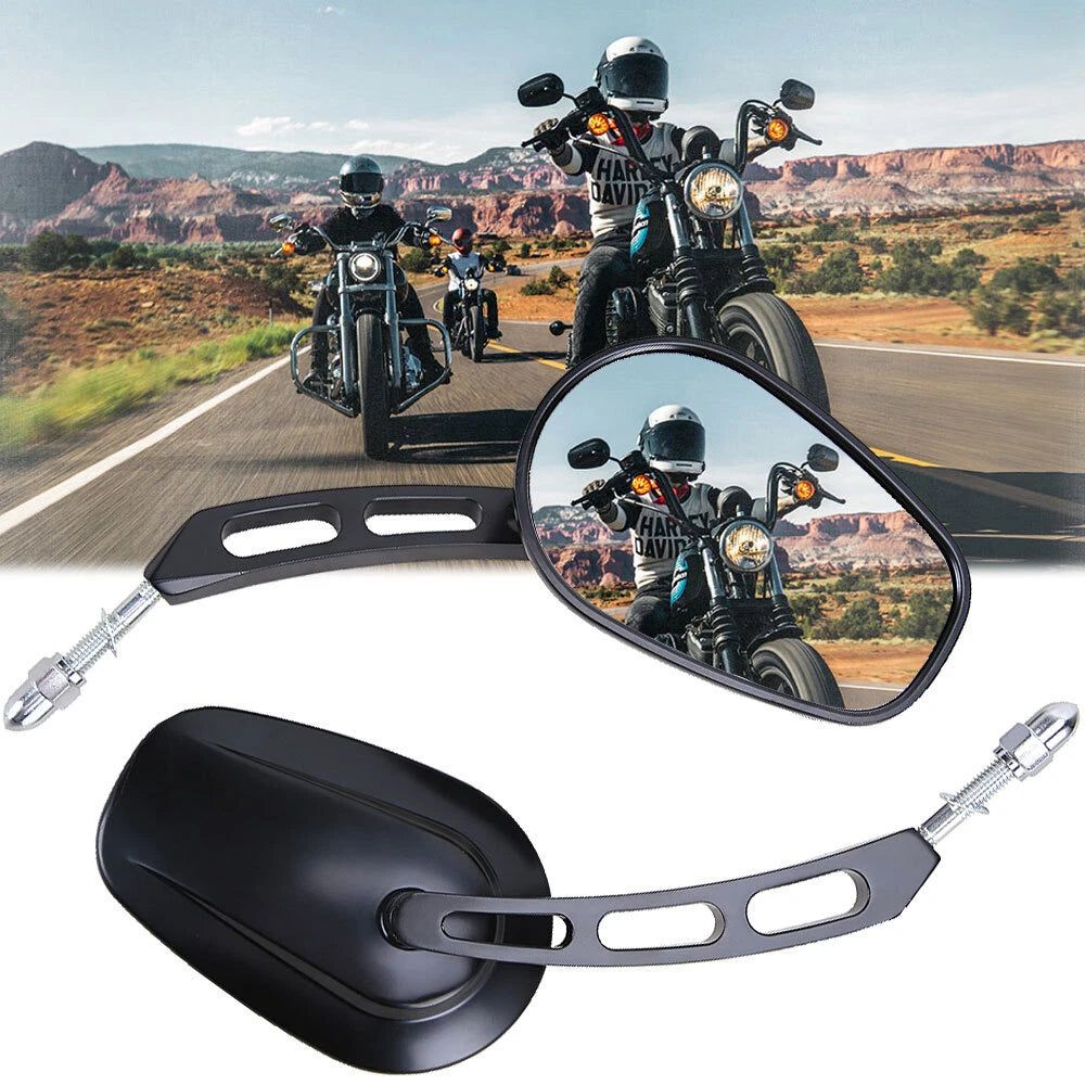 Gloss Black 8mm Rear View Side Mirrors for Harley Softail Dyna Touring (1982–2024)