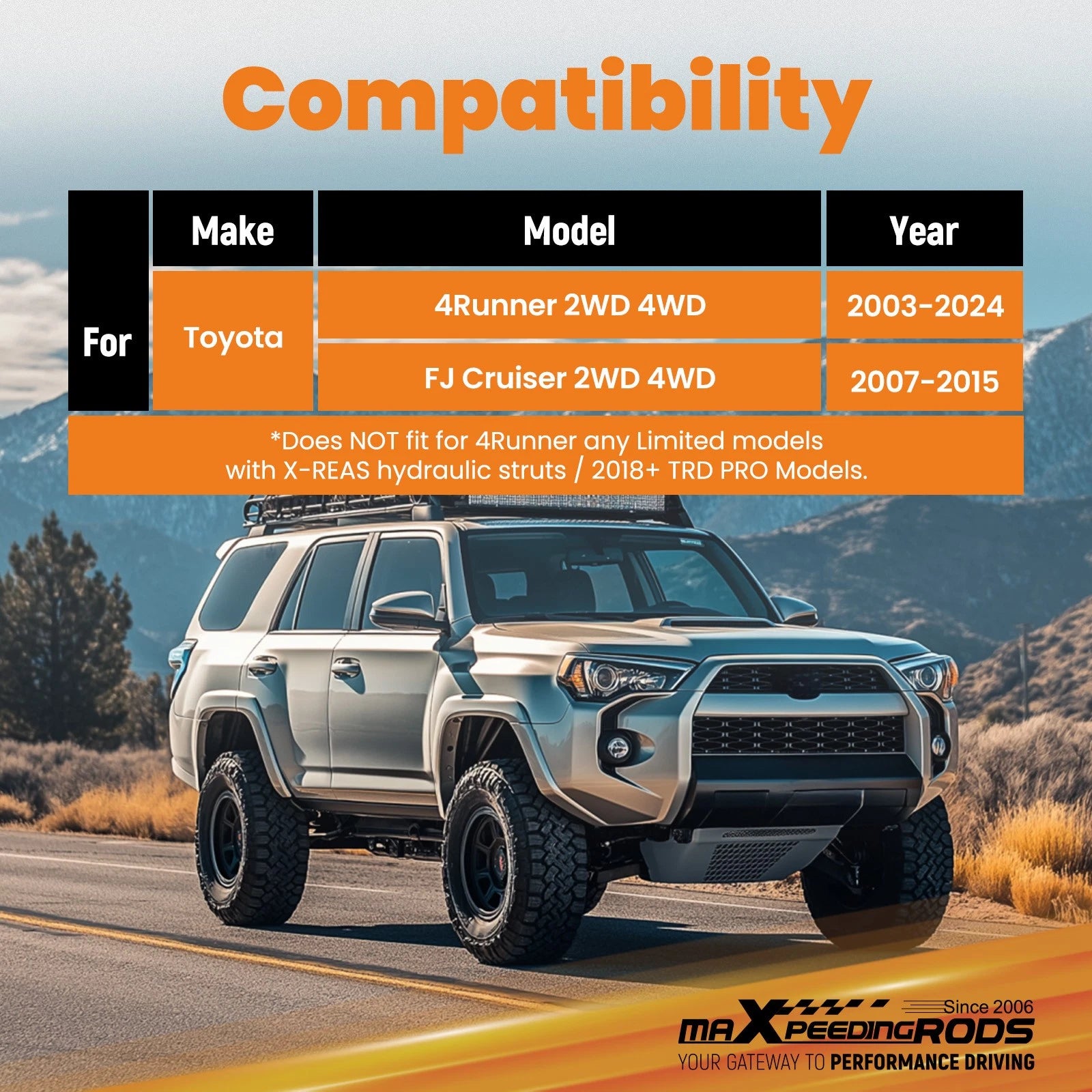 3" Front 2" Rear Lift Kit Spacers for Toyota 4Runner FJ Cruiser (2003–2022)