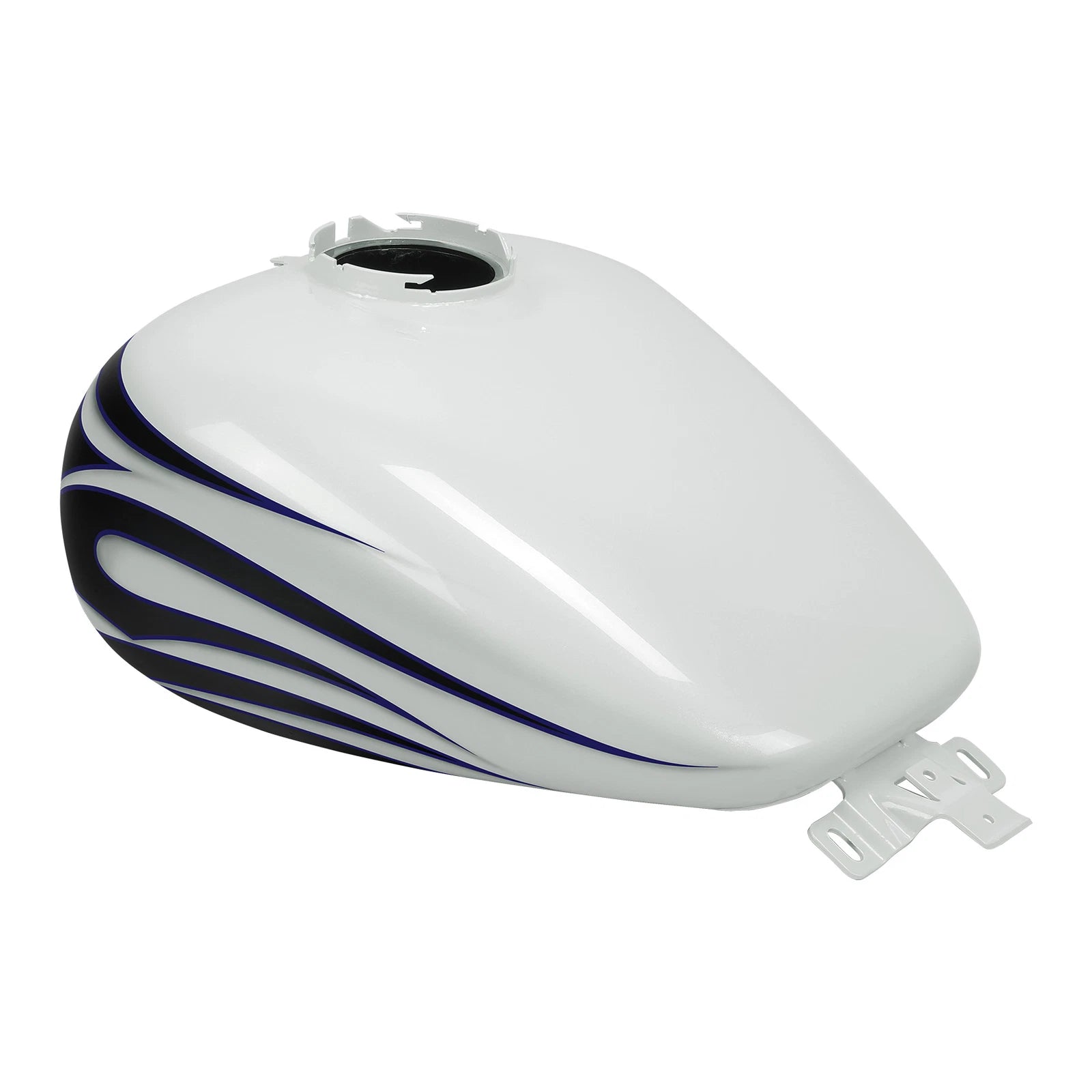 6Gal Fuel Gas Tank for Harley Road Glide (2008) - White Amethyst, Black Licorice Flames