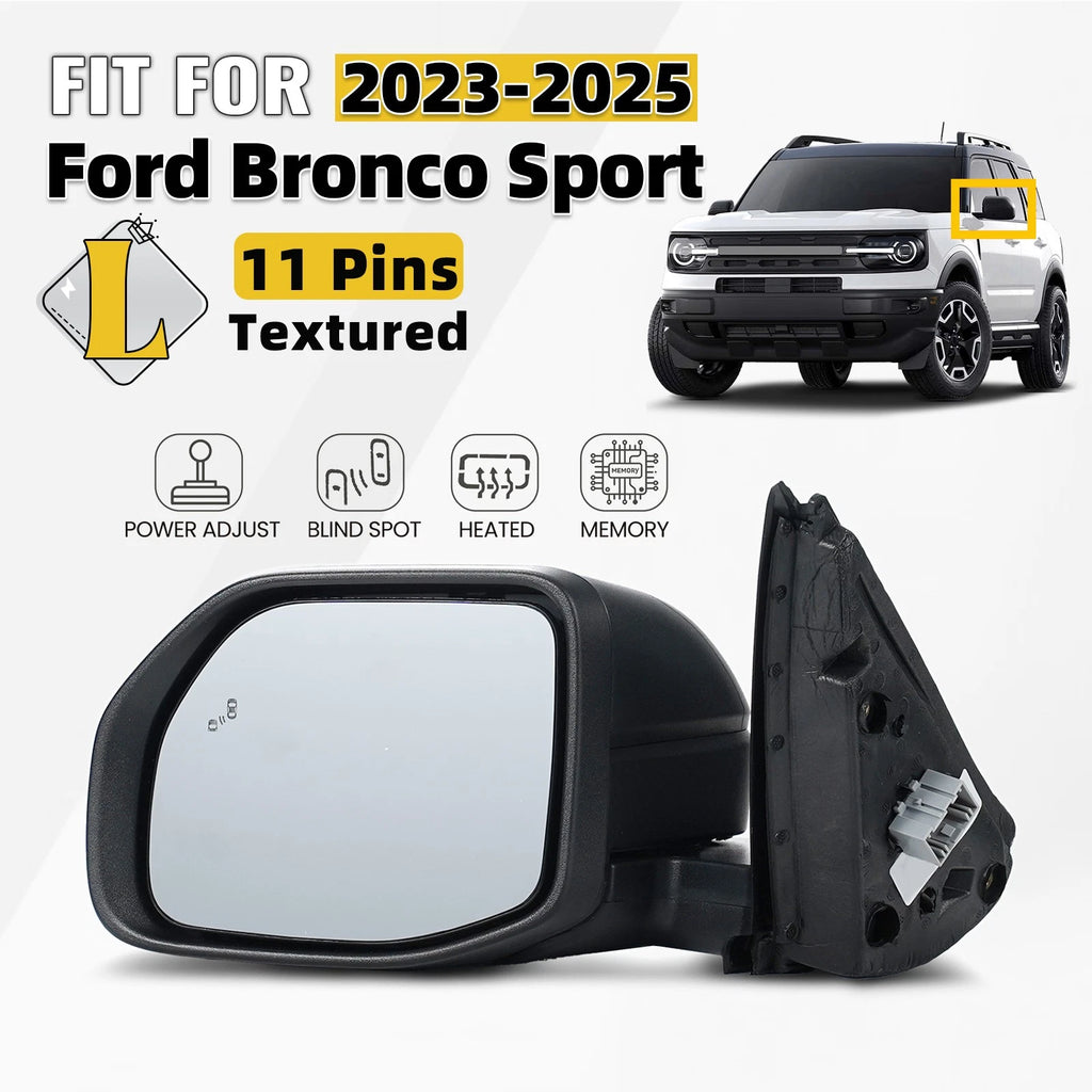 Left Side Mirror for Ford Bronco Sport (2023–2025) Heated, Blind Spot, 11 Pin