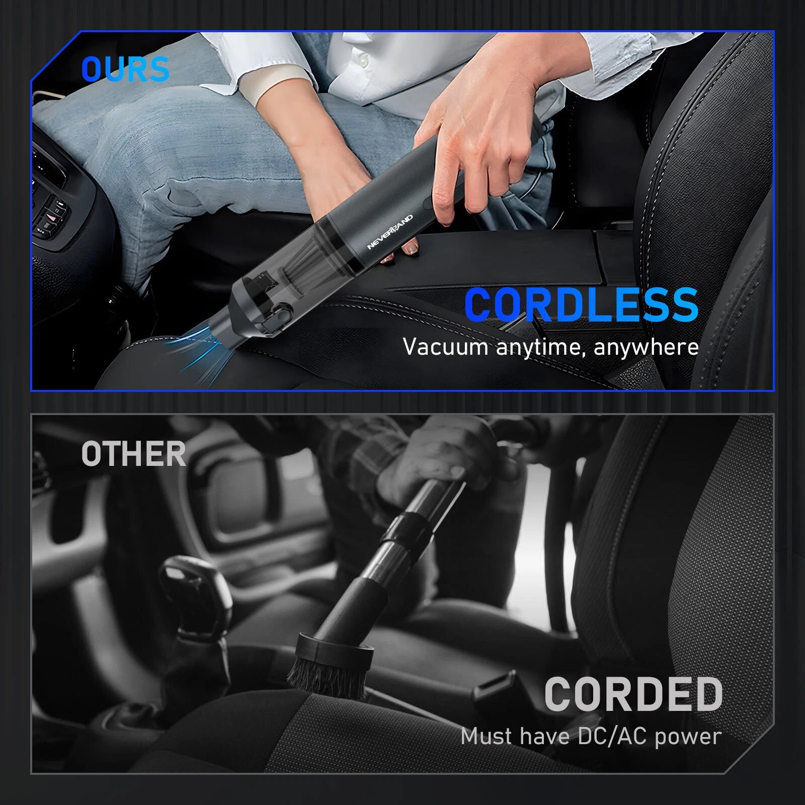Cordless Handheld Vacuum Cleaner for Car (Portable, 6000mA, 26kPa)