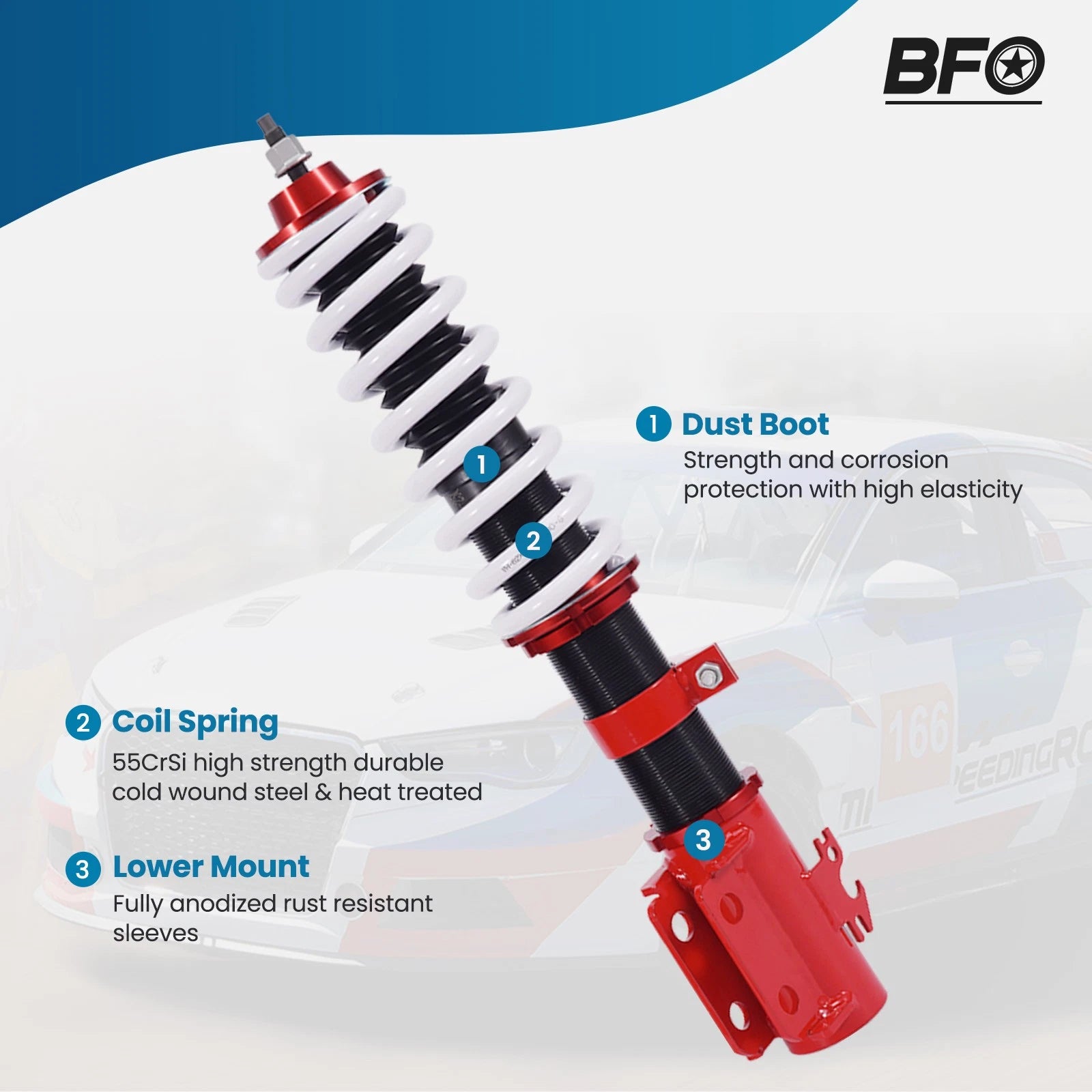 Adjustable Coilover Shock Strut Low Kit for Toyota Yaris (2007-2011)