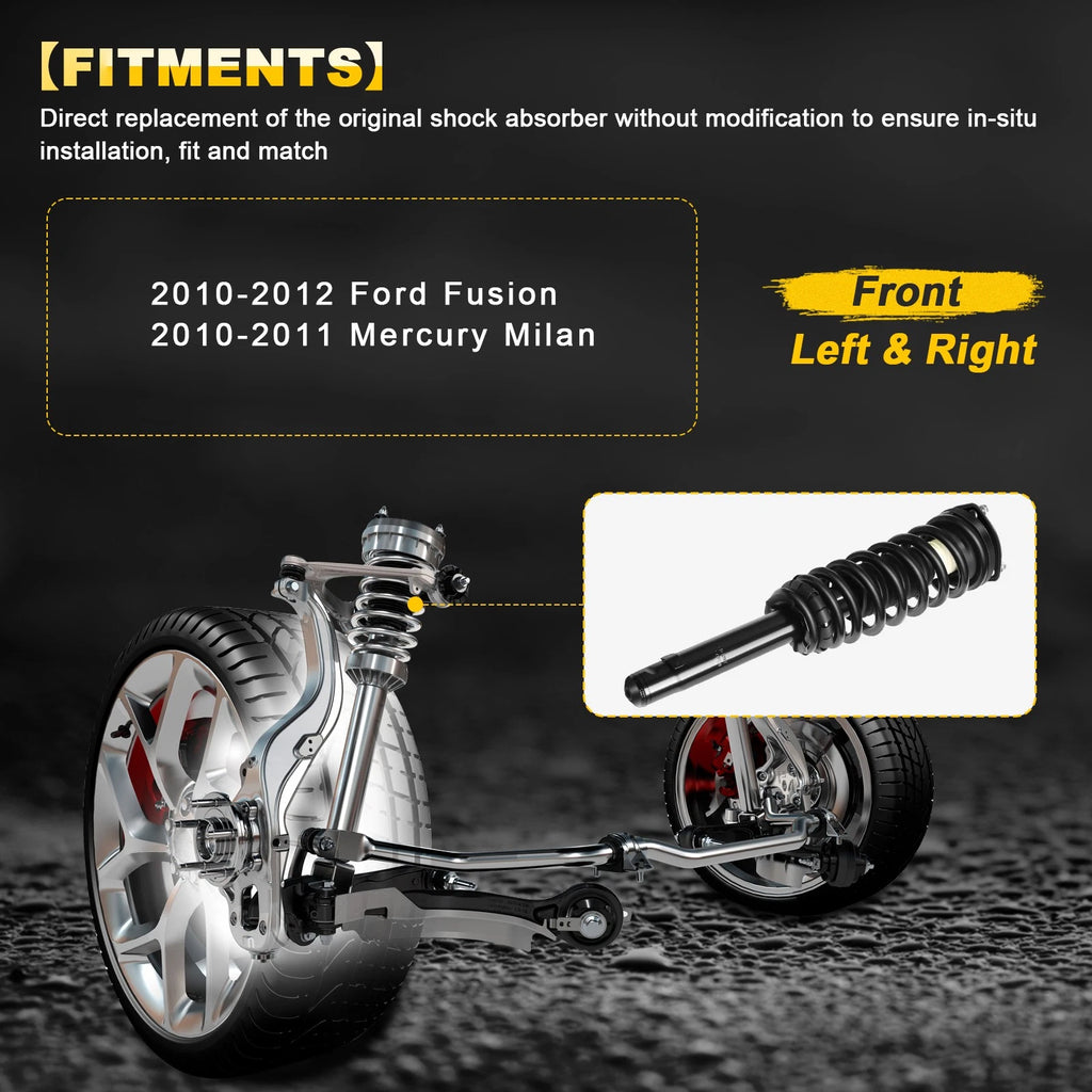 Set of 2 Front Complete Struts for Ford Fusion, Mercury Milan
