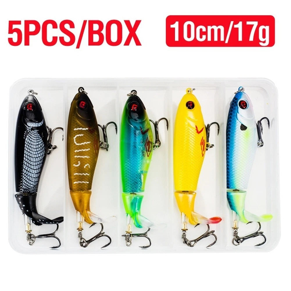 10cm 17g Popper Lure for Bass Pike Perch (Lifelike 3D Eyes, Fish Skin)