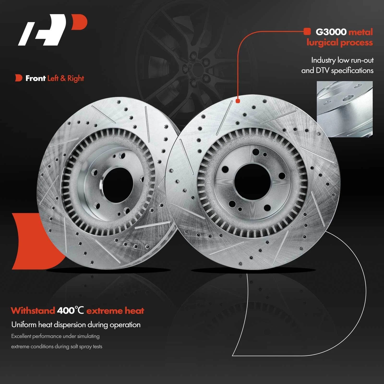 Front Drilled Brake Rotors & Ceramic Pads for Hyundai Sonata (2015–2015)