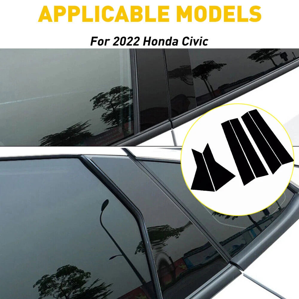 Black Pillar Glossy Post Door Trim for Honda Civic (2022)