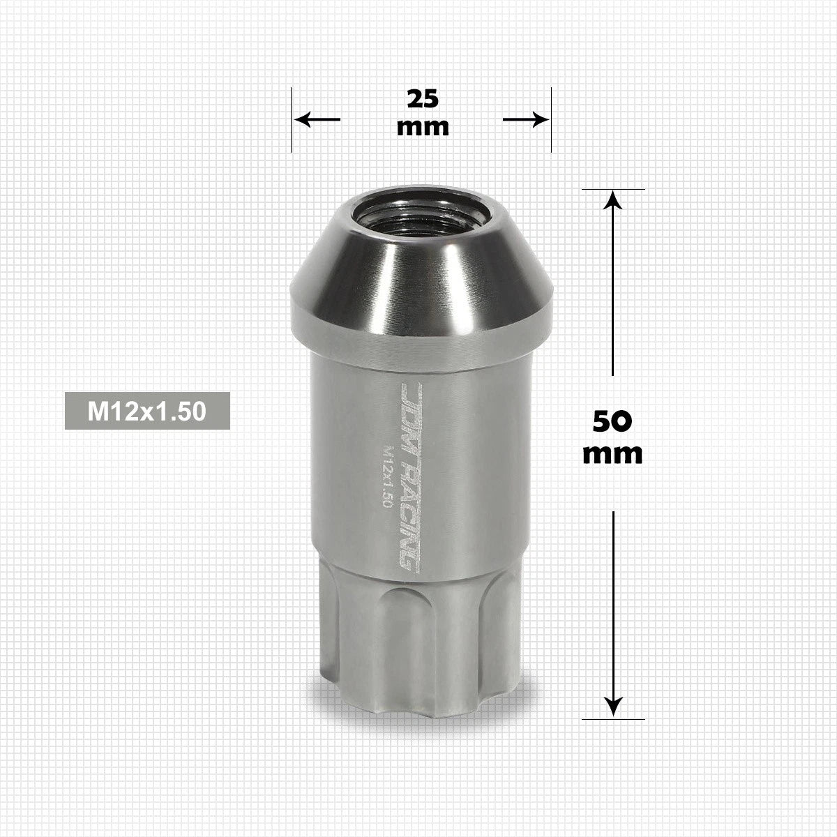 20Pc M12X1.5 Gunmetal JDM Open End Aluminum Spline Wheel Lug Nuts + Key