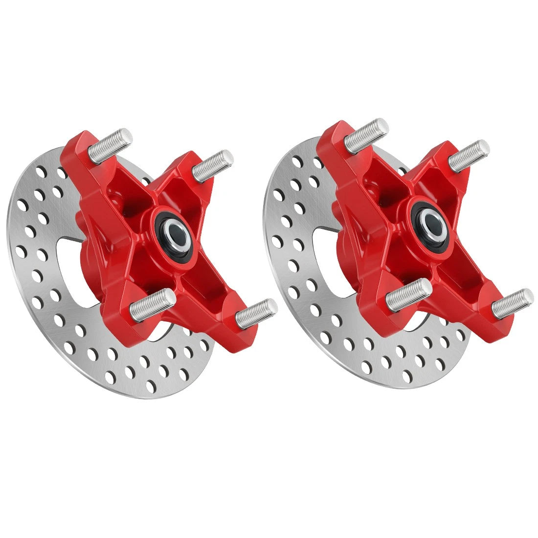 2 Front Red Wheel Hub & Brake Disc for Honda TRX250X (2009–2020), TRX400X (2009, 2012–2014)