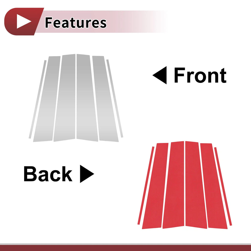 Set of 6 Car Door Pillar Window Trim for Toyota Fortuner (2014–2015) Silver