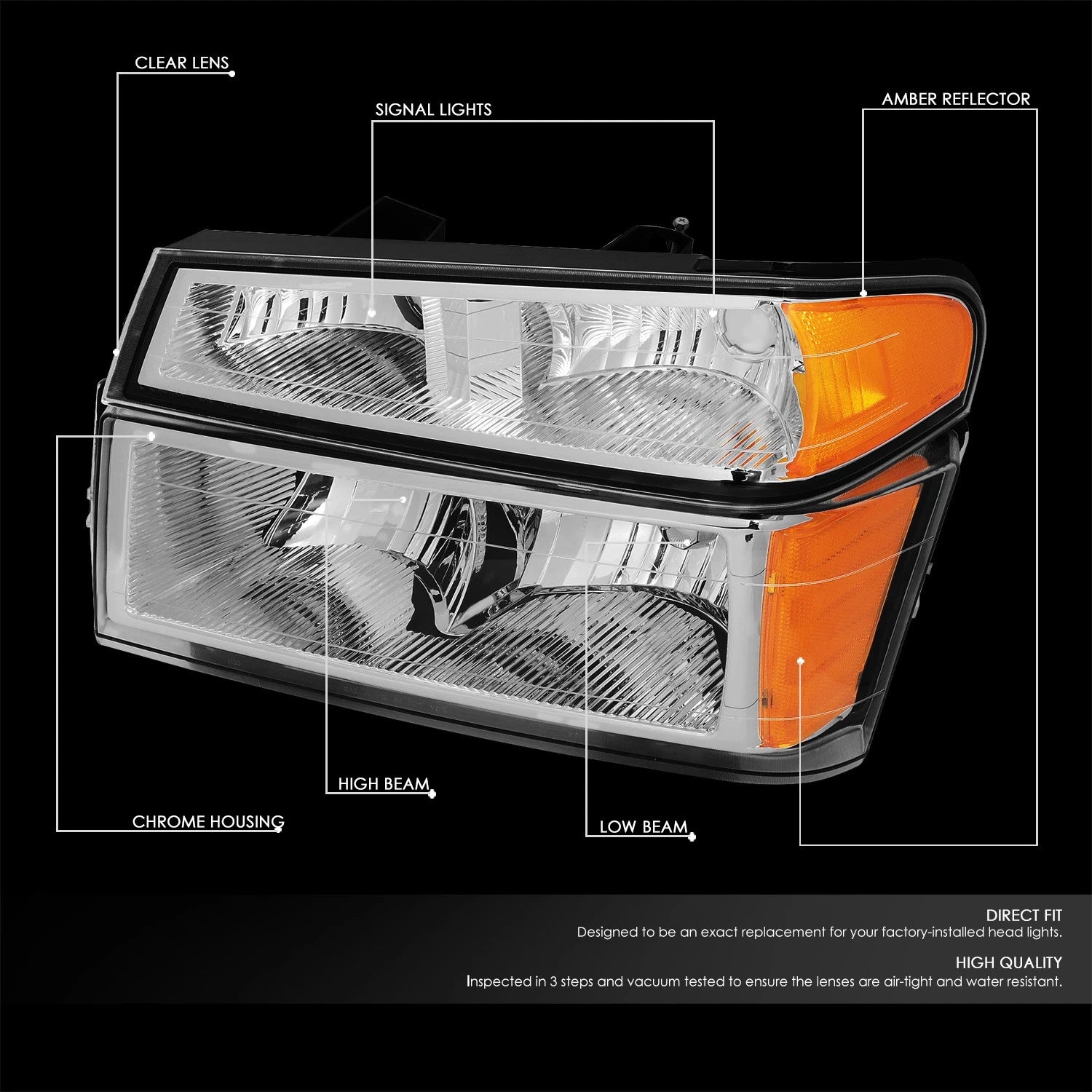 Chrome/Amber Side Headlight Bumper Lamps for Colorado Canyon (2004–2012)