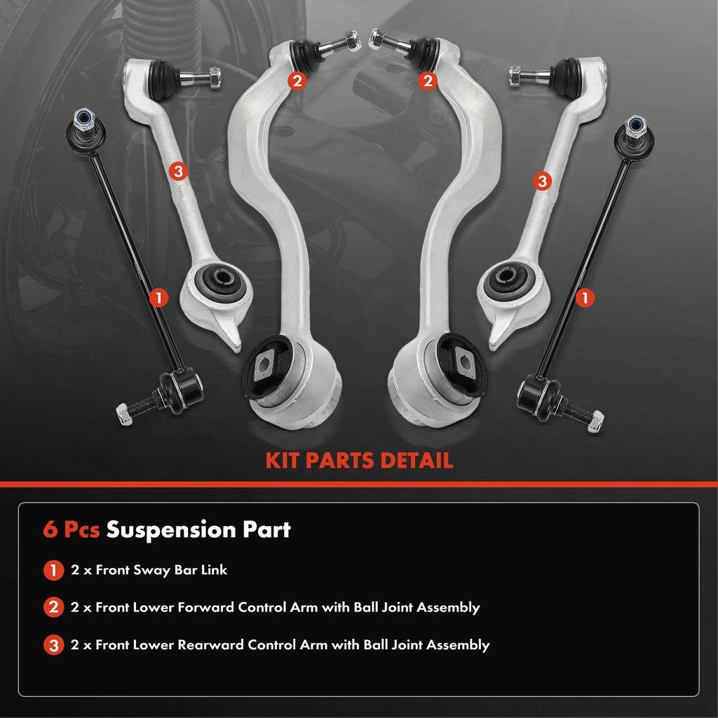 Set of 6 Front Lower Control Arms with Ball Joints for BMW 525i (2001–2003)