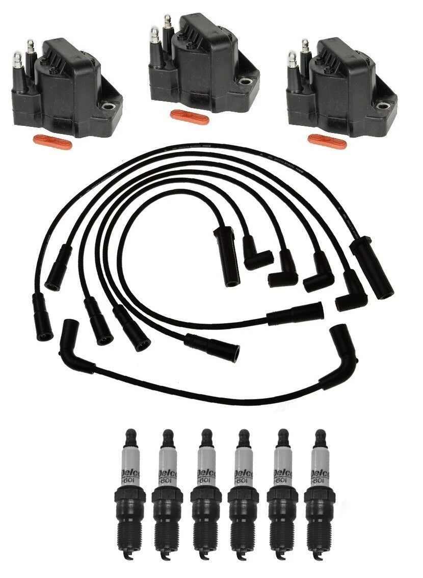 Set of 3 Ignition Coils & 6 Spark Plugs for Chevy Buick Oldsmobile (3.1L)