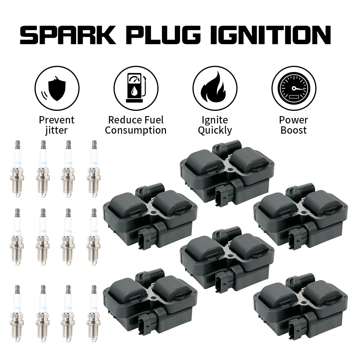 Set of 8 Ignition Coils & 12 Platinum Spark Plugs for Mercedes-Benz B200 AMG (2005–2012)