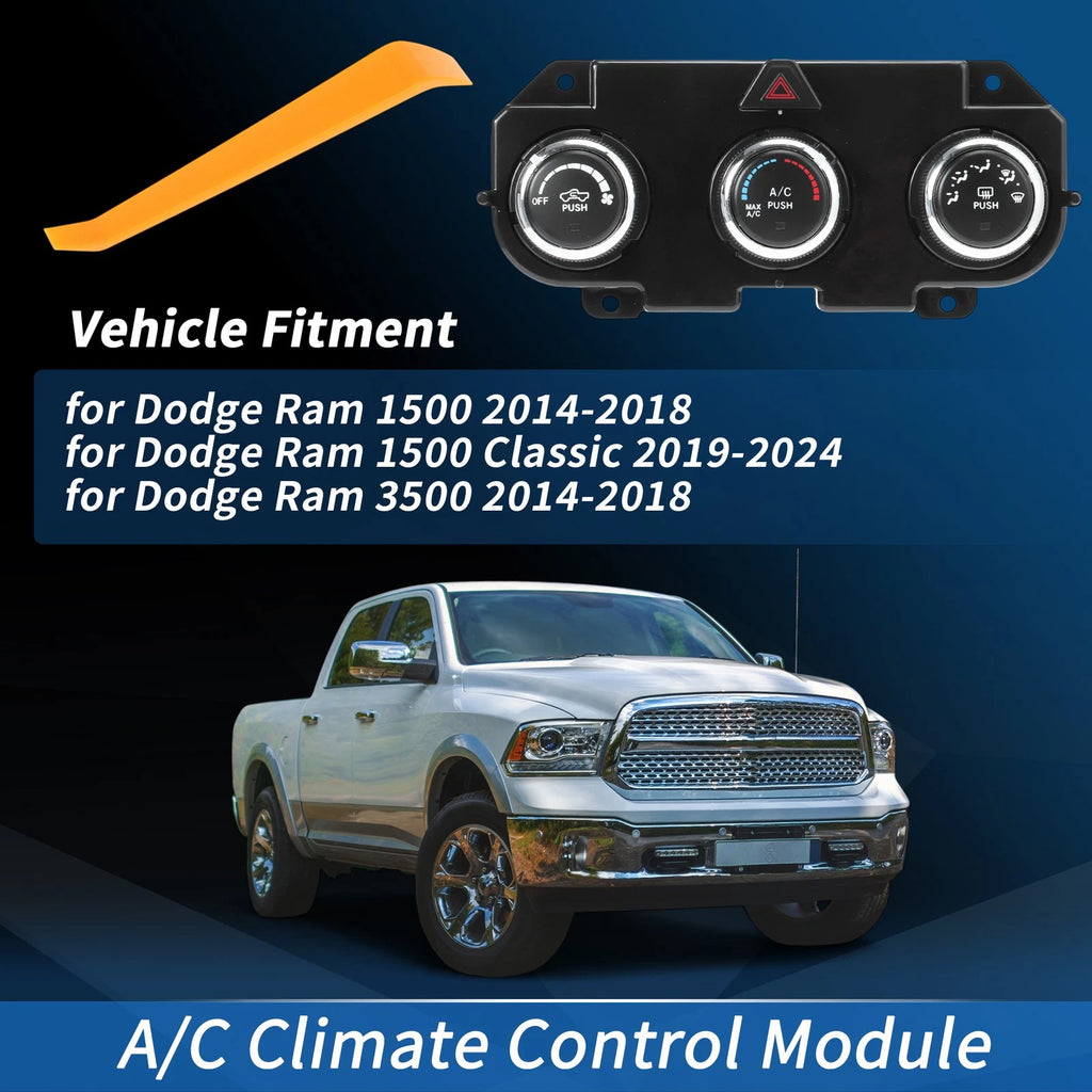 A/C Heater Climate Control Module Panel 68268190AA for Dodge Ram 1500 (2014–2018)