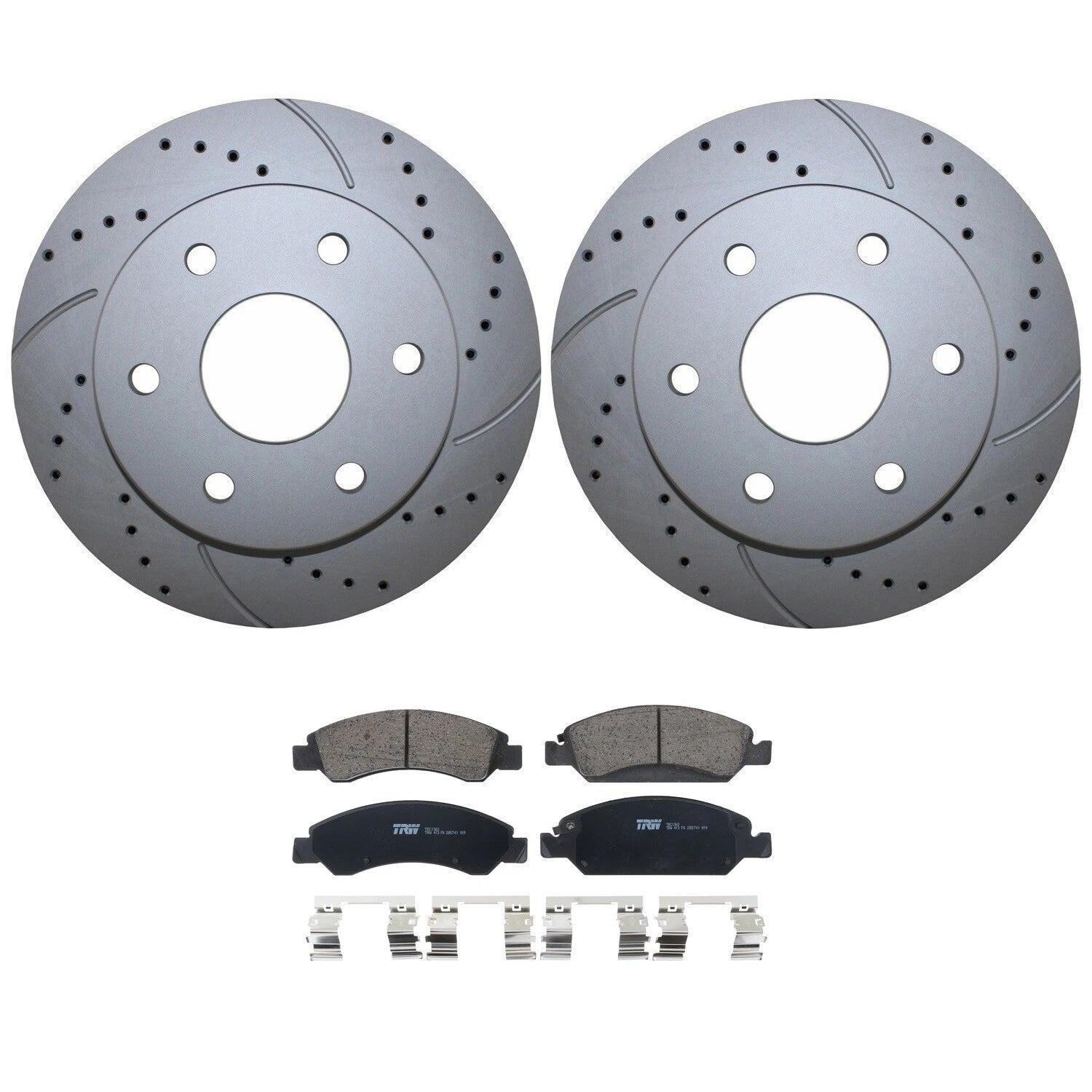 Front Brake Kit with Drilled 305mm Rotors & TRW Ceramic Pads for Silverado Sierra 1500 (2014–2018)
