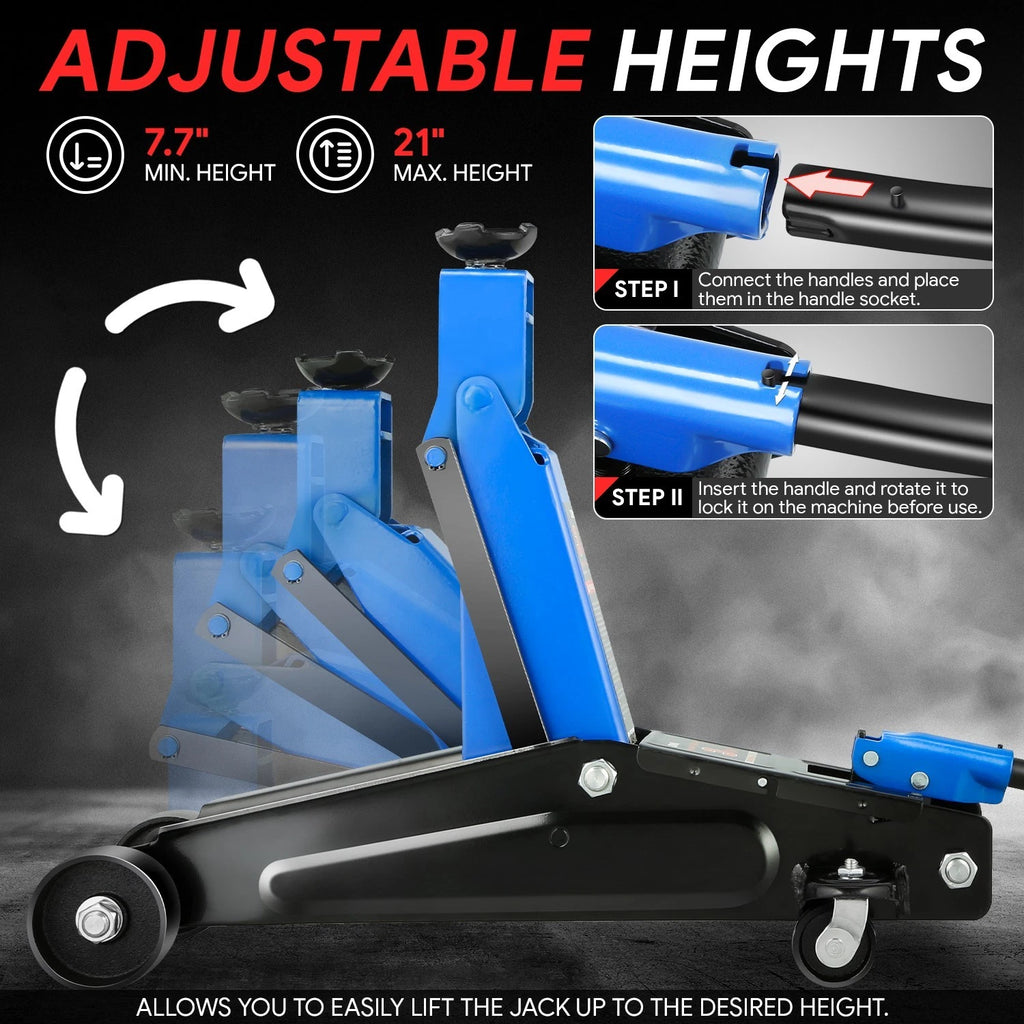 3 Ton Hydraulic Floor Jack with Swivel Casters for (6000lbs)