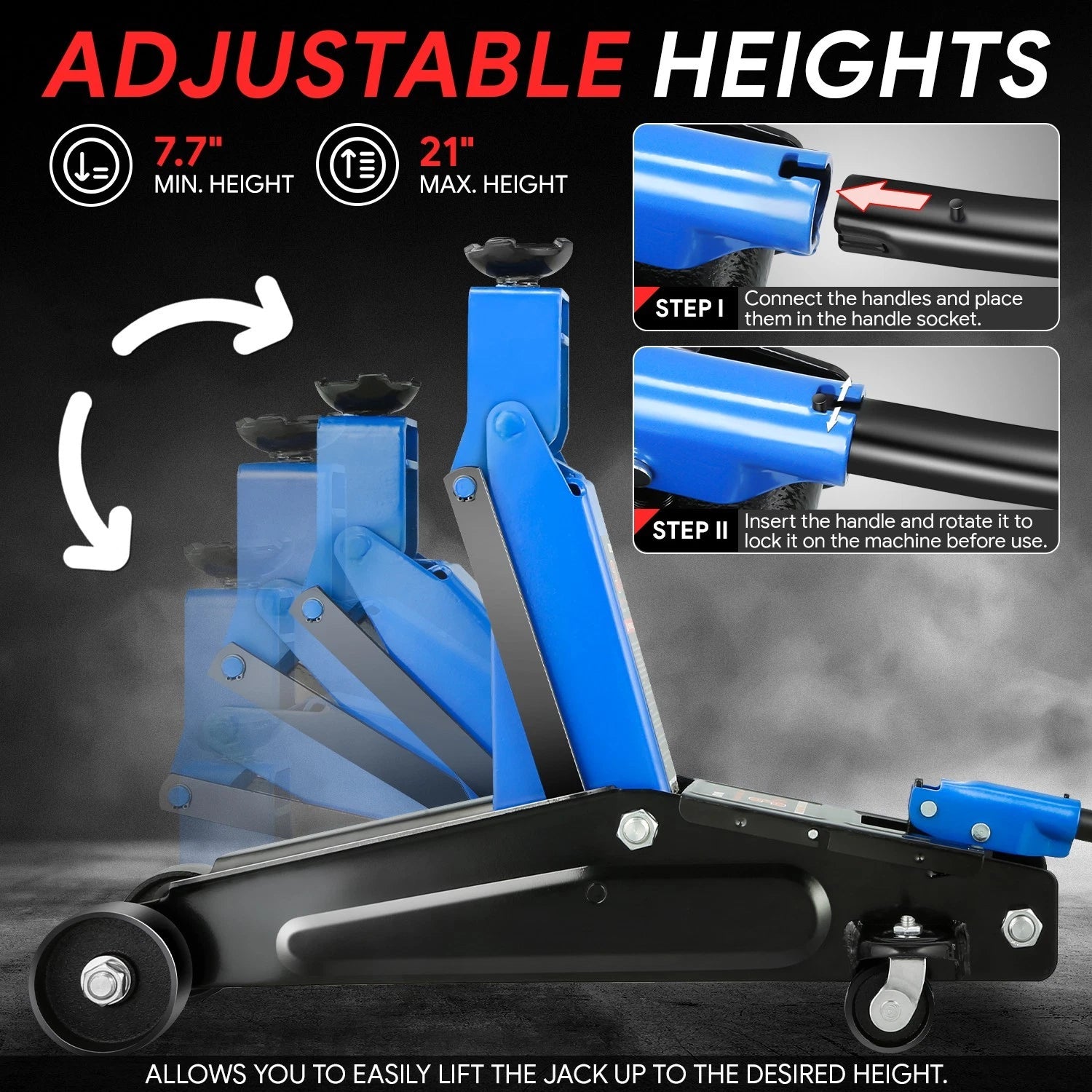 3 Ton Hydraulic Floor Jack with Swivel Casters for (6000lbs)