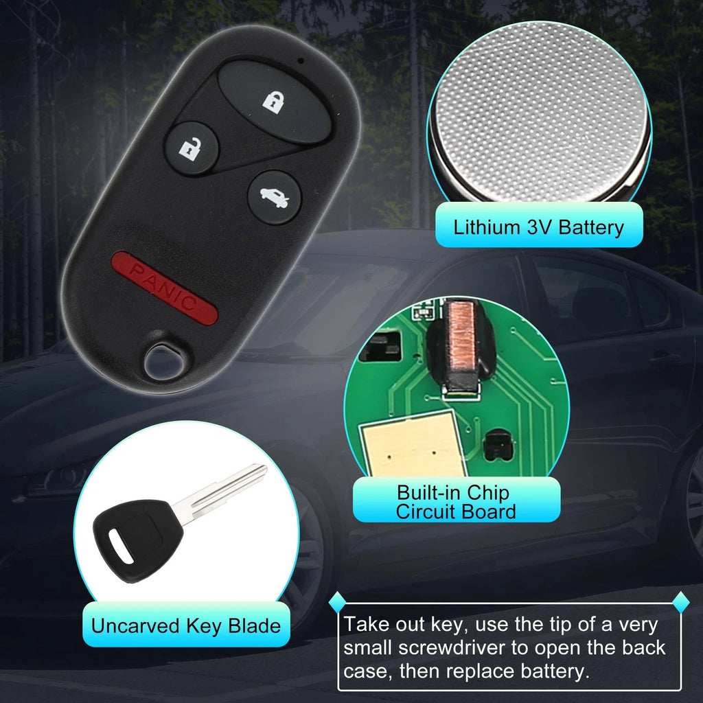 Keyless Entry Remote Ignition Transponder Key Fob for Honda Civic Accord (2001–2015)