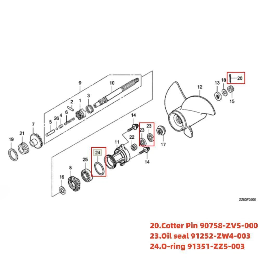 Lower Unit Seal Kit for Honda Outboard BF40D BF50D (91252-ZW4-003 91351-ZZ5-003)